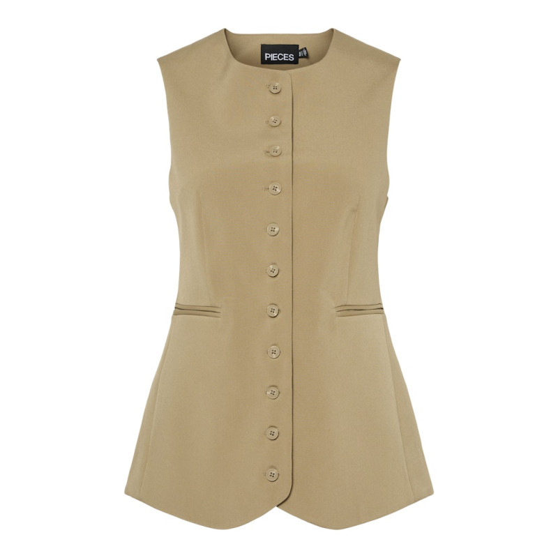 PIECES Tempre Lang Vest - Elmwood