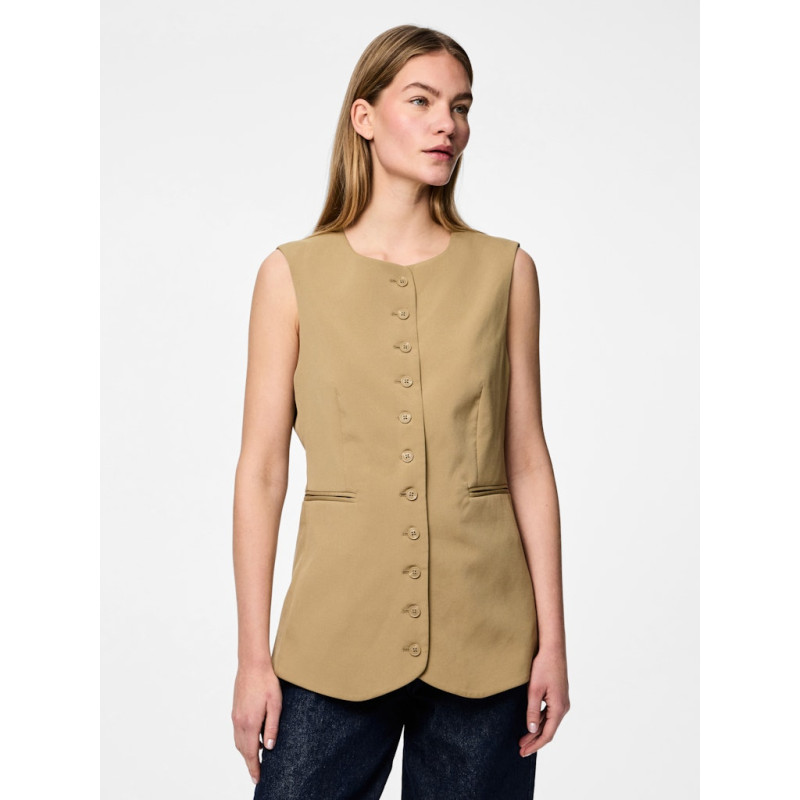 PIECES Tempre Lang Vest - Elmwood