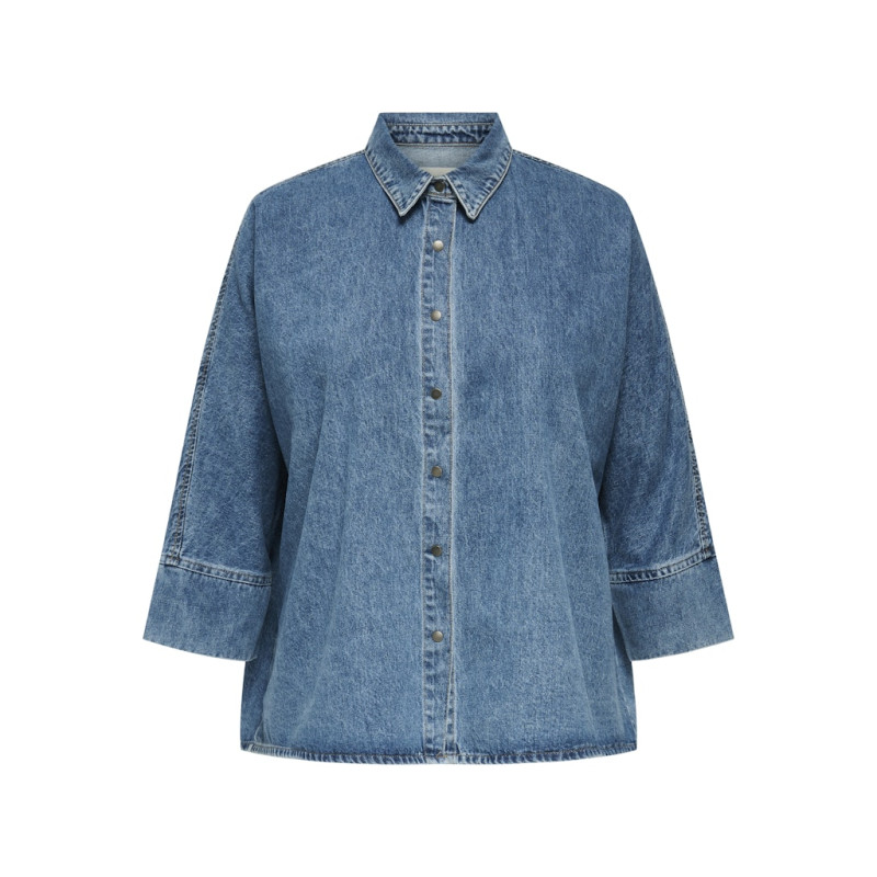 ONLY CARMAKOMA Grace Denim Skjorte - Medium Blue Denim