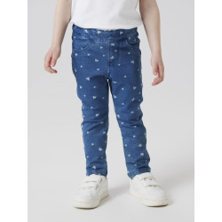 NAME IT MINI Salli Denim Leggings - Medium Blue Denim / Heart