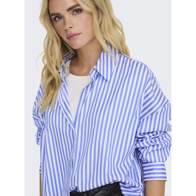 JDY Vesper Stribet Skjorte - Cloud Dancer / Cornflower Blue