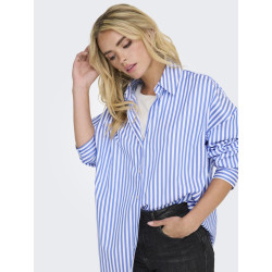 JDY Vesper Stribet Skjorte - Cloud Dancer / Cornflower Blue