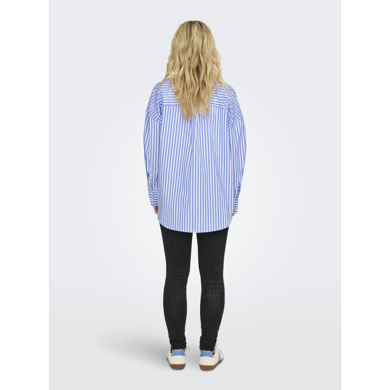 JDY Vesper Stribet Skjorte - Cloud Dancer / Cornflower Blue