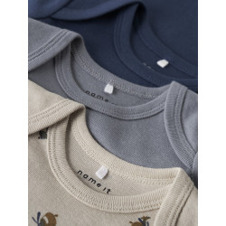 NAME IT BABY Body 3-Pak L/S Airplane Bodystocking - Peyote