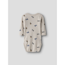 NAME IT BABY Body 3-Pak L/S Airplane Bodystocking - Peyote