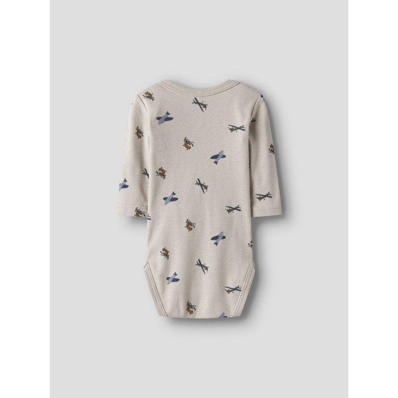 NAME IT BABY Body 3-Pak L/S Airplane Bodystocking - Peyote