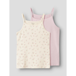 NAME IT KIDS Strap Flower 2-Pak Undertrøjer - Turtledove