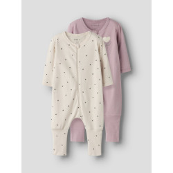 NAME IT BABY Nightsuit FF Heart 2-Pak Natdragt - Summer Sand