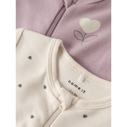 NAME IT BABY Nightsuit FF Heart 2-Pak Natdragt - Summer Sand
