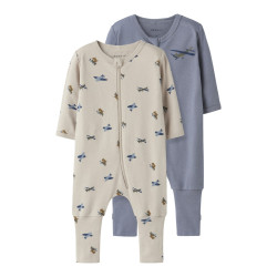 NAME IT BABY Nightsuit FF Airplane 2-Pak Natdragt - Peyote