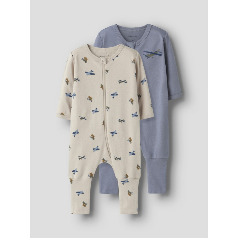 NAME IT BABY Nightsuit FF Airplane 2-Pak Natdragt - Peyote