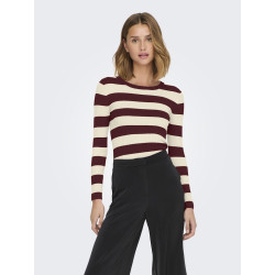 JDY Plum L/S Bluse - Cabernet / Eggnog