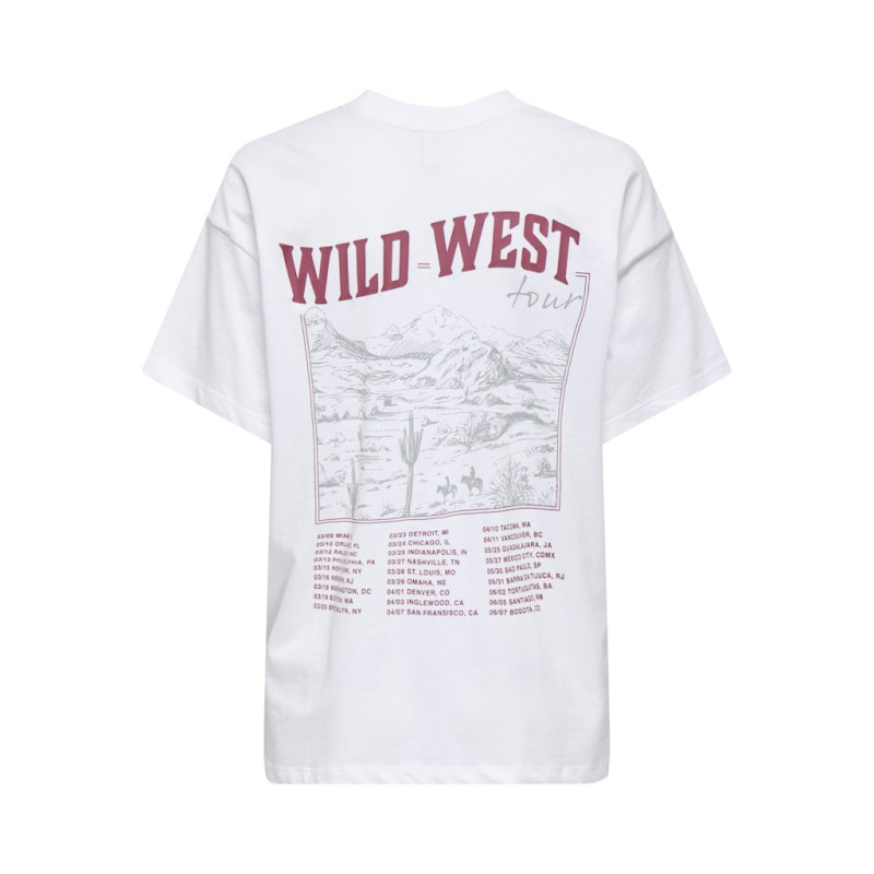 ONLY Vivi S/S Lovely T-shirt - Bright White / Wild West Tour
