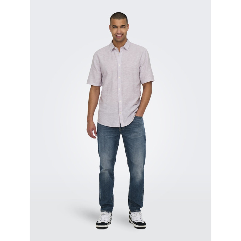 ONLY & SONS Caiden S/S Hør Skjorte - Nirvana