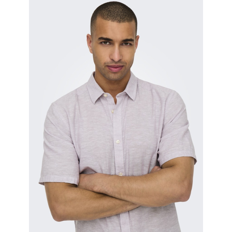 ONLY & SONS Caiden S/S Hør Skjorte - Nirvana