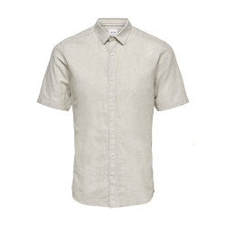 ONLY & SONS Caiden S/S Hør Skjorte - Chinchilla