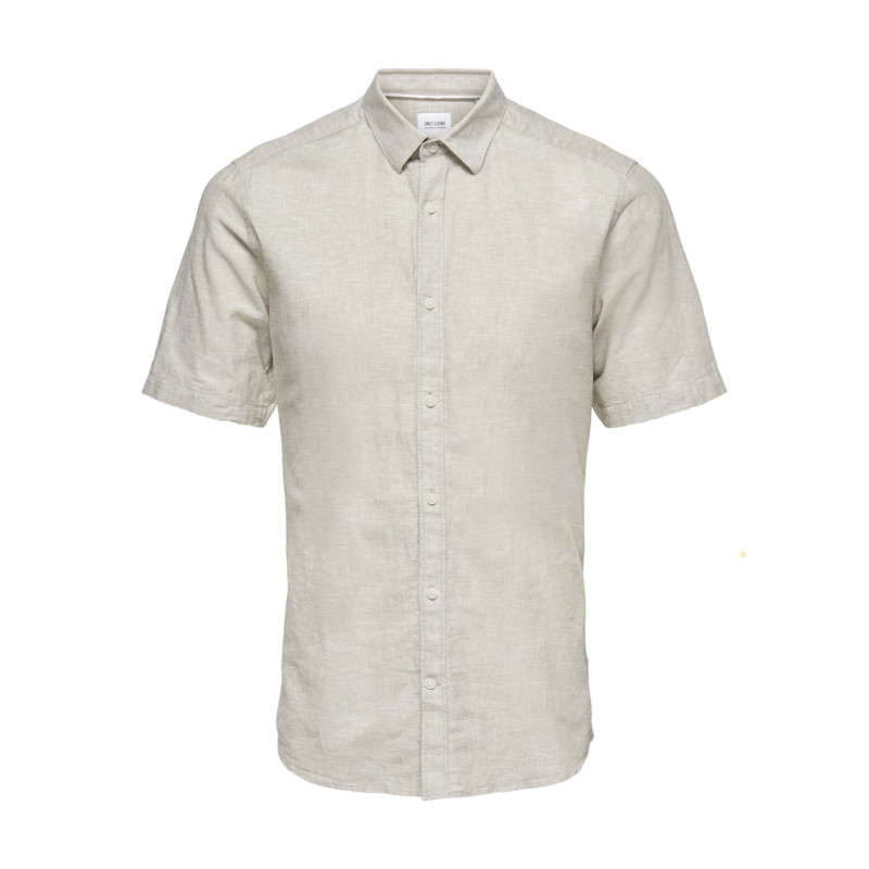ONLY & SONS Caiden S/S Hør Skjorte - Chinchilla
