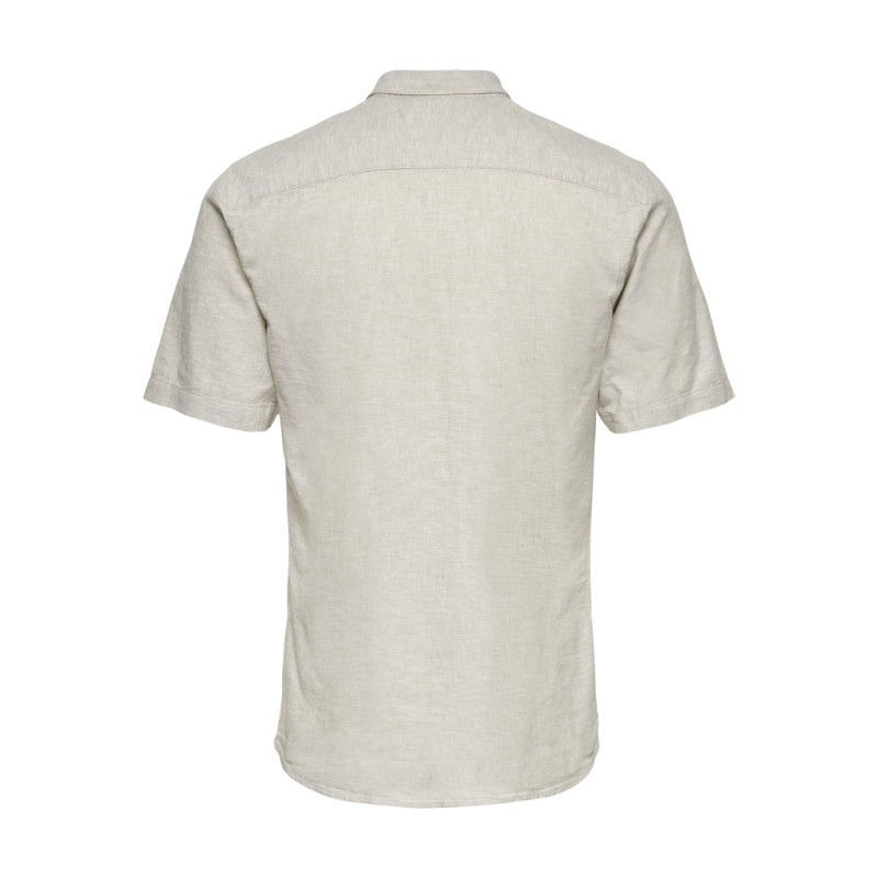 ONLY & SONS Caiden S/S Hør Skjorte - Chinchilla