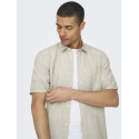 ONLY & SONS Caiden S/S Hør Skjorte - Chinchilla