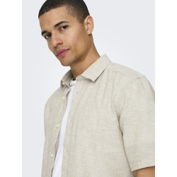 ONLY & SONS Caiden S/S Hør Skjorte - Chinchilla