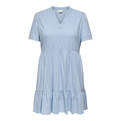 ONLY CARMAKOMA Tiri-Caro S/S Hør Kjole - Cashmere Blue