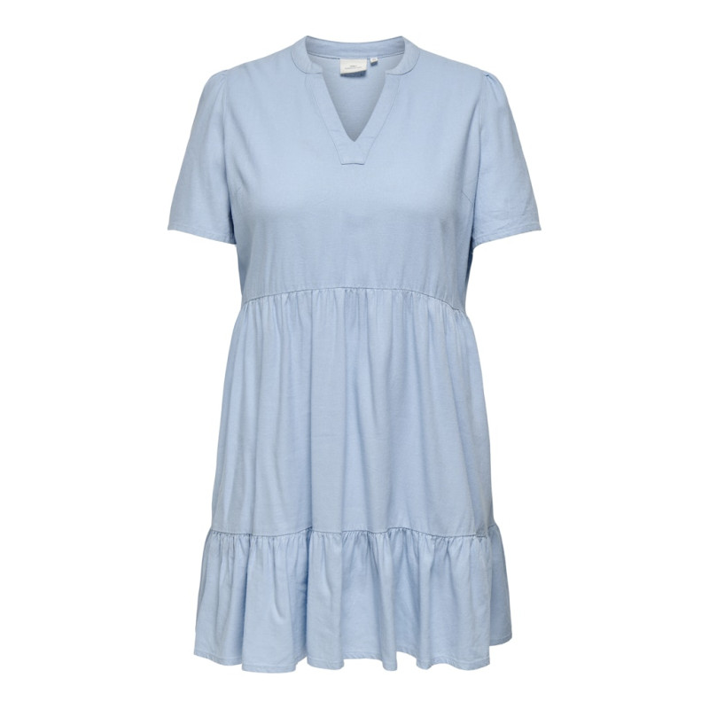 ONLY CARMAKOMA Tiri-Caro S/S Hør Kjole - Cashmere Blue