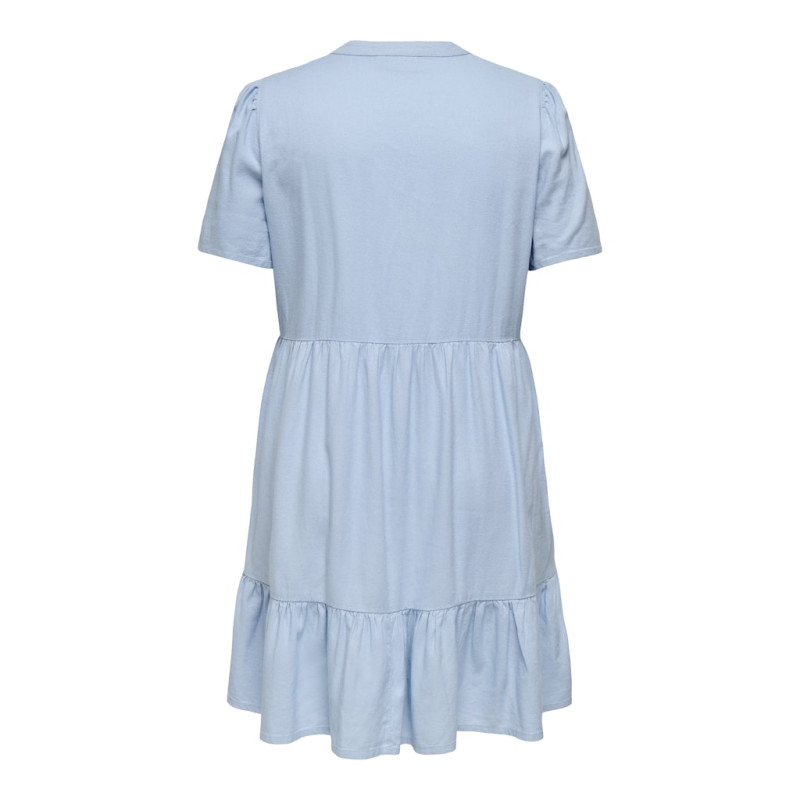 ONLY CARMAKOMA Tiri-Caro S/S Hør Kjole - Cashmere Blue