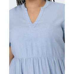 ONLY CARMAKOMA Tiri-Caro S/S Hør Kjole - Cashmere Blue