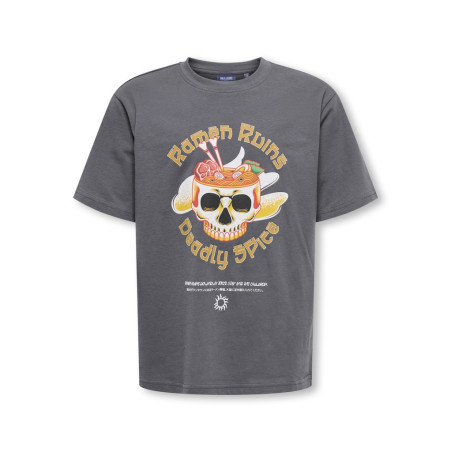 ONLY & SONS JUNIOR Fred Tonkotsu T-shirt - Blackened Pearl