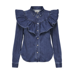 ONLY Indigo L/S Denim Skjorte - Dark Blue Denim