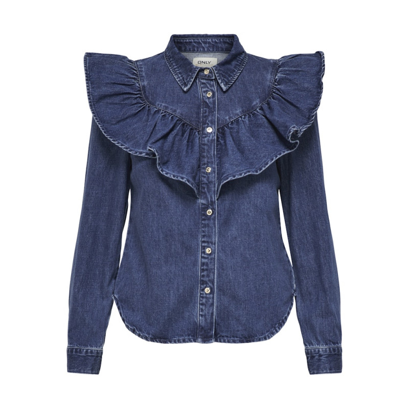 ONLY Indigo L/S Denim Skjorte - Dark Blue Denim