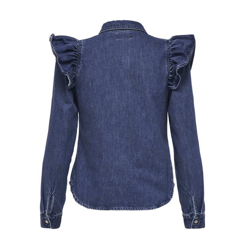 ONLY Indigo L/S Denim Skjorte - Dark Blue Denim