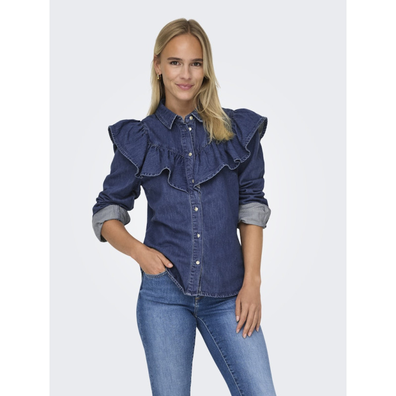 ONLY Indigo L/S Denim Skjorte - Dark Blue Denim