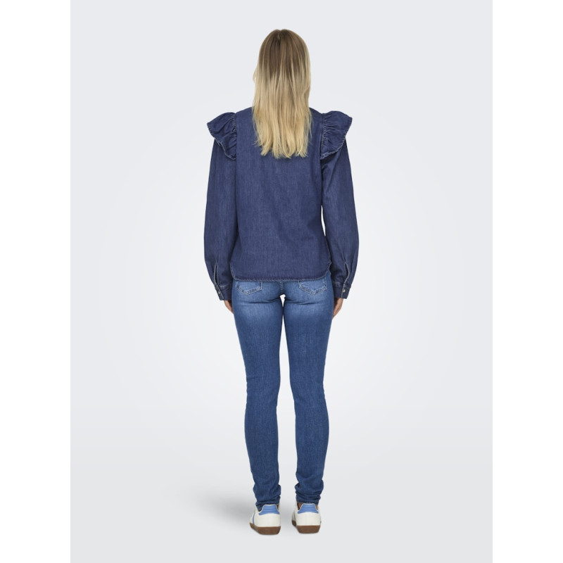 ONLY Indigo L/S Denim Skjorte - Dark Blue Denim