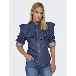 ONLY Indigo L/S Denim Skjorte - Dark Blue Denim