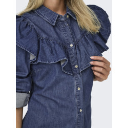 ONLY Indigo L/S Denim Skjorte - Dark Blue Denim