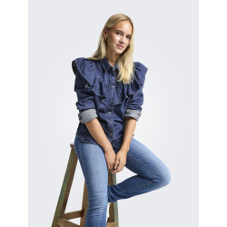 ONLY Indigo L/S Denim Skjorte - Dark Blue Denim