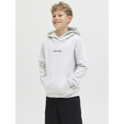JACK & JONES JUNIOR Norrebro Broderet Hoodie - White Melange