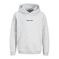 JACK & JONES JUNIOR Norrebro Broderet Hoodie - White Melange