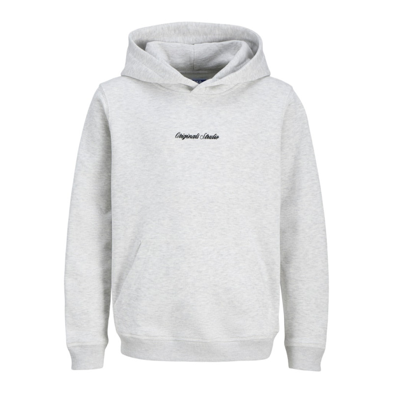 JACK & JONES JUNIOR Norrebro Broderet Hoodie - White Melange