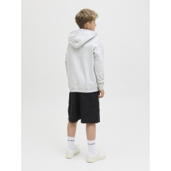 JACK & JONES JUNIOR Norrebro Broderet Hoodie - White Melange