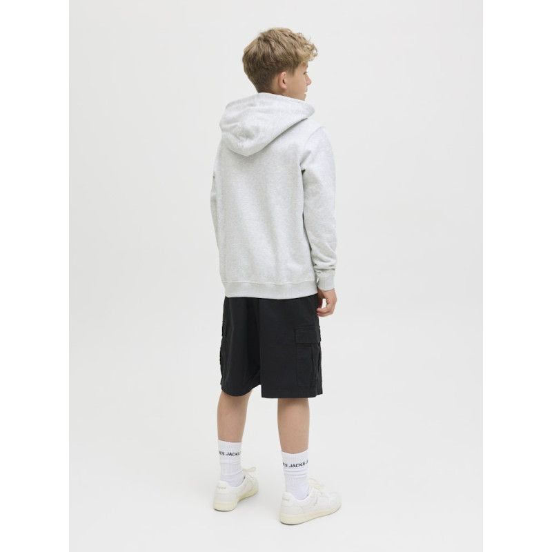 JACK & JONES JUNIOR Norrebro Broderet Hoodie - White Melange