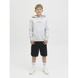 JACK & JONES JUNIOR Norrebro Broderet Hoodie - White Melange