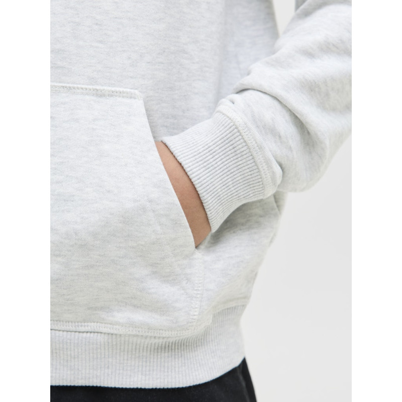 JACK & JONES JUNIOR Norrebro Broderet Hoodie - White Melange