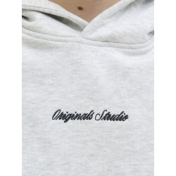 JACK & JONES JUNIOR Norrebro Broderet Hoodie - White Melange