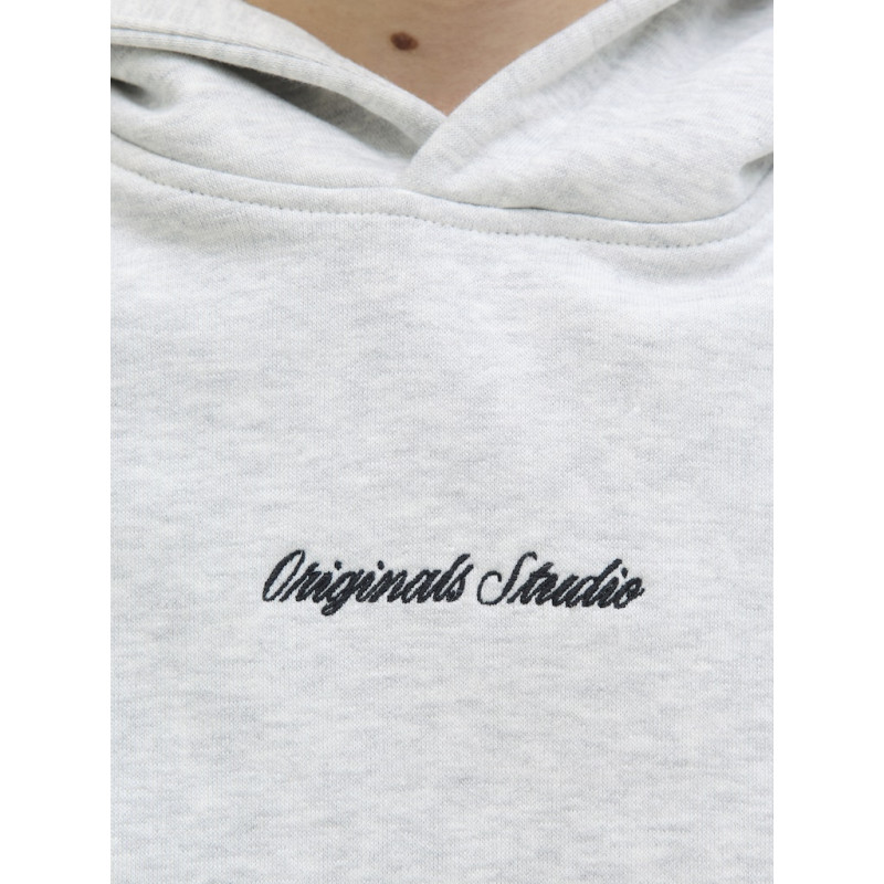 JACK & JONES JUNIOR Norrebro Broderet Hoodie - White Melange