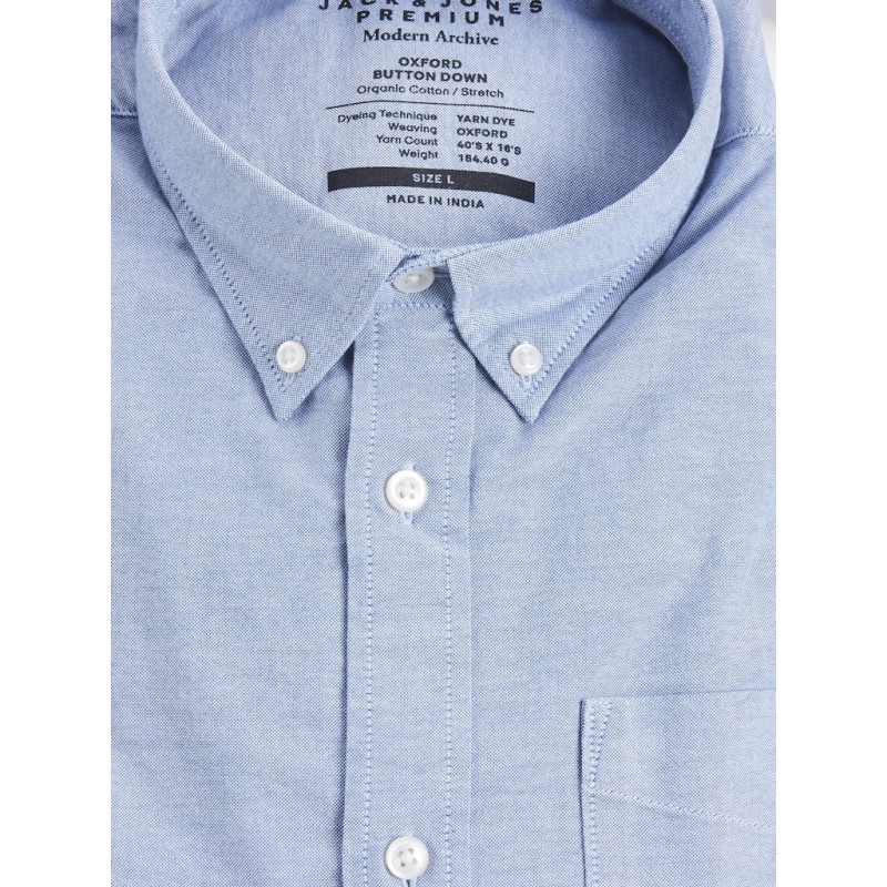 JACK & JONES PLUS Lubrook Oxford L/S Skjorte - Cashmere Blue