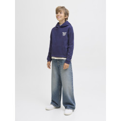 JACK & JONES JUNIOR Norrebro Typo Hoodie - Ocean Cavern