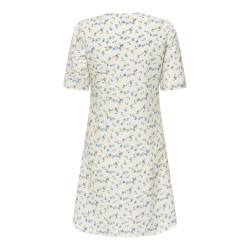 JDY Carrie Kjole - Cloud Dancer / Blue Mini Flower