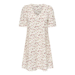 JDY Carrie Kjole - Cloud Dancer / Red Mini Flower